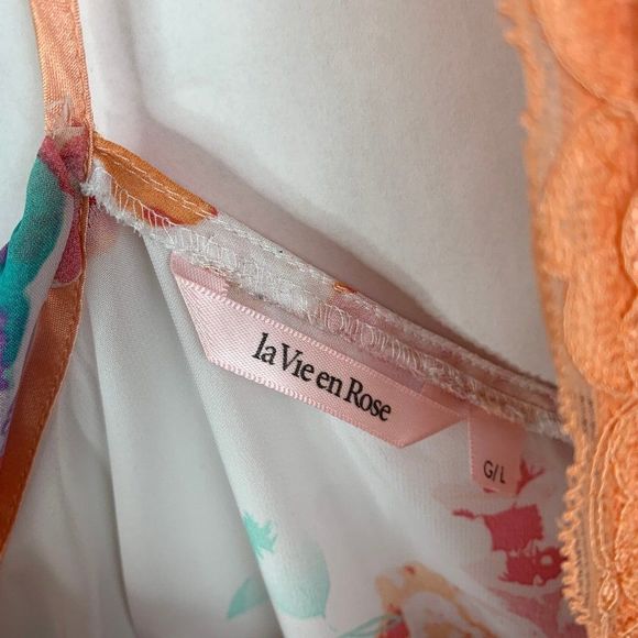 La Vie En Rose Lace Chiffon Tie Floral Chemise Top - Picture 3 of 5